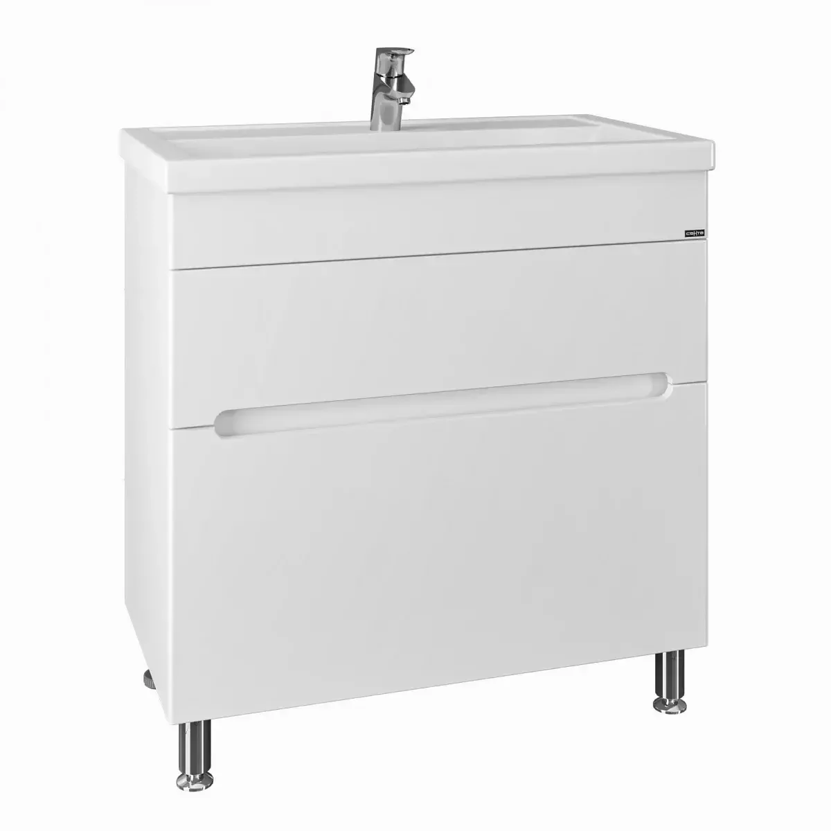 Тумба напольная Санта Лондон 80 с раковиной Фостер 80, 2 ящика, белая