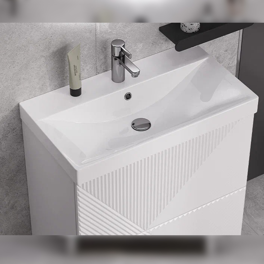 Тумба с раковиной напольная Velvex Edge tn.EDG.9696.70.2Y белый глянец, 70 см