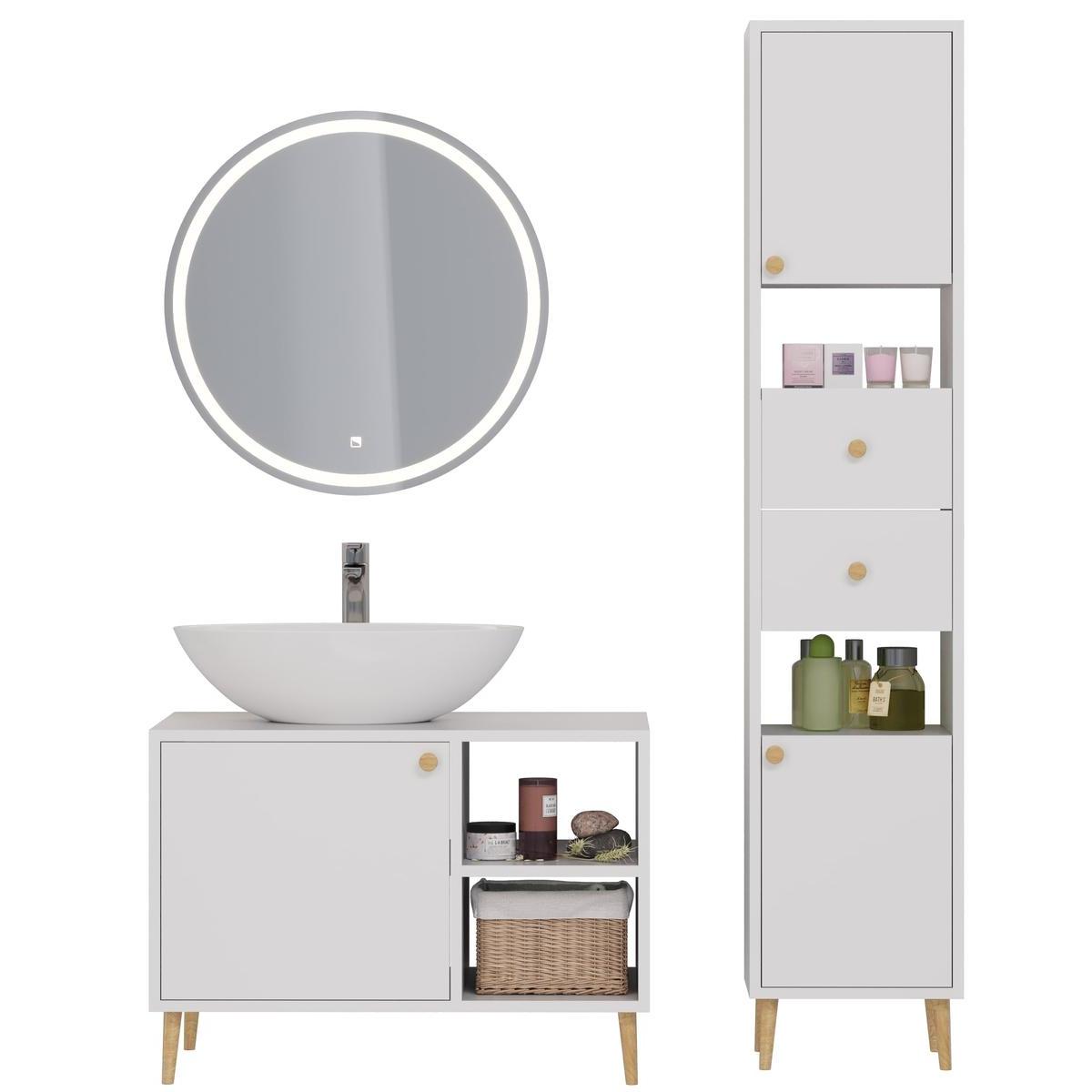 Тумба с раковиной напольная Dreja Luno 80 см, белый