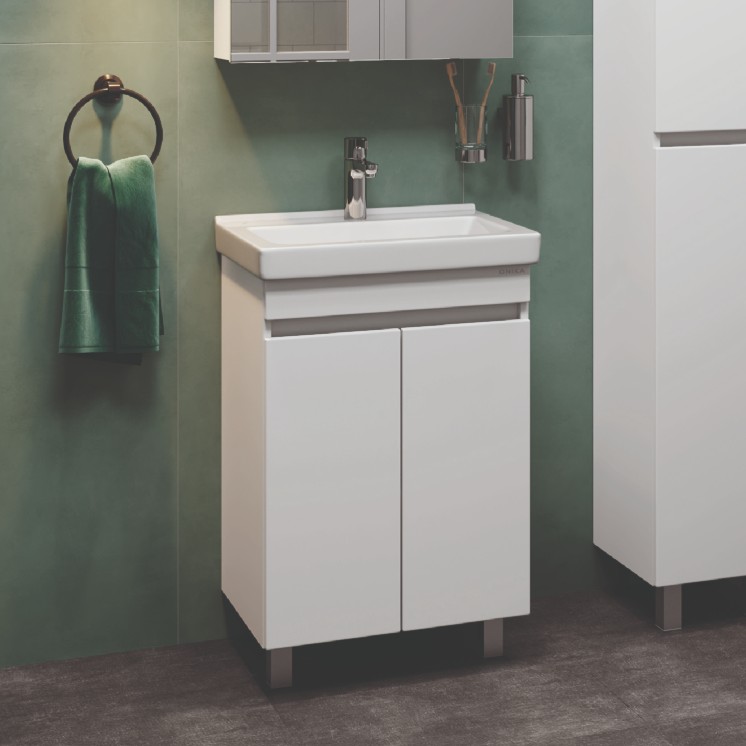 Тумба с раковиной Onika Милтон Квадро 55 напольная, белый, (разборная)