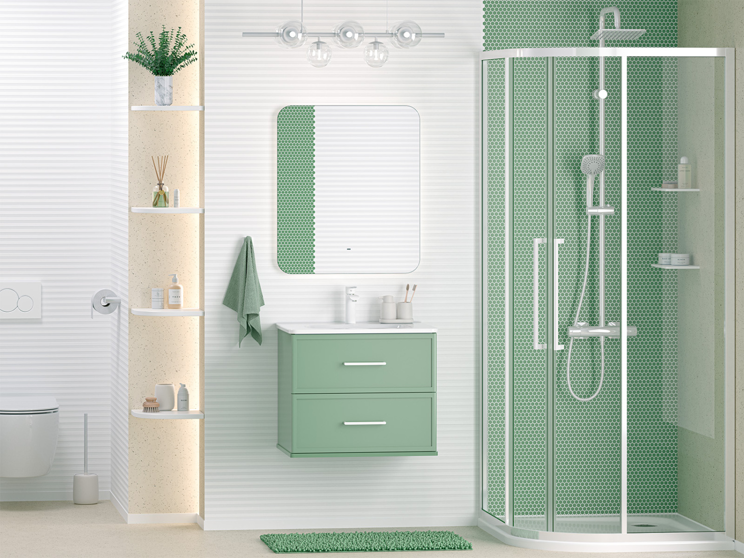 Тумба с раковиной Brevita Verde 60 подвесная (зеленая)