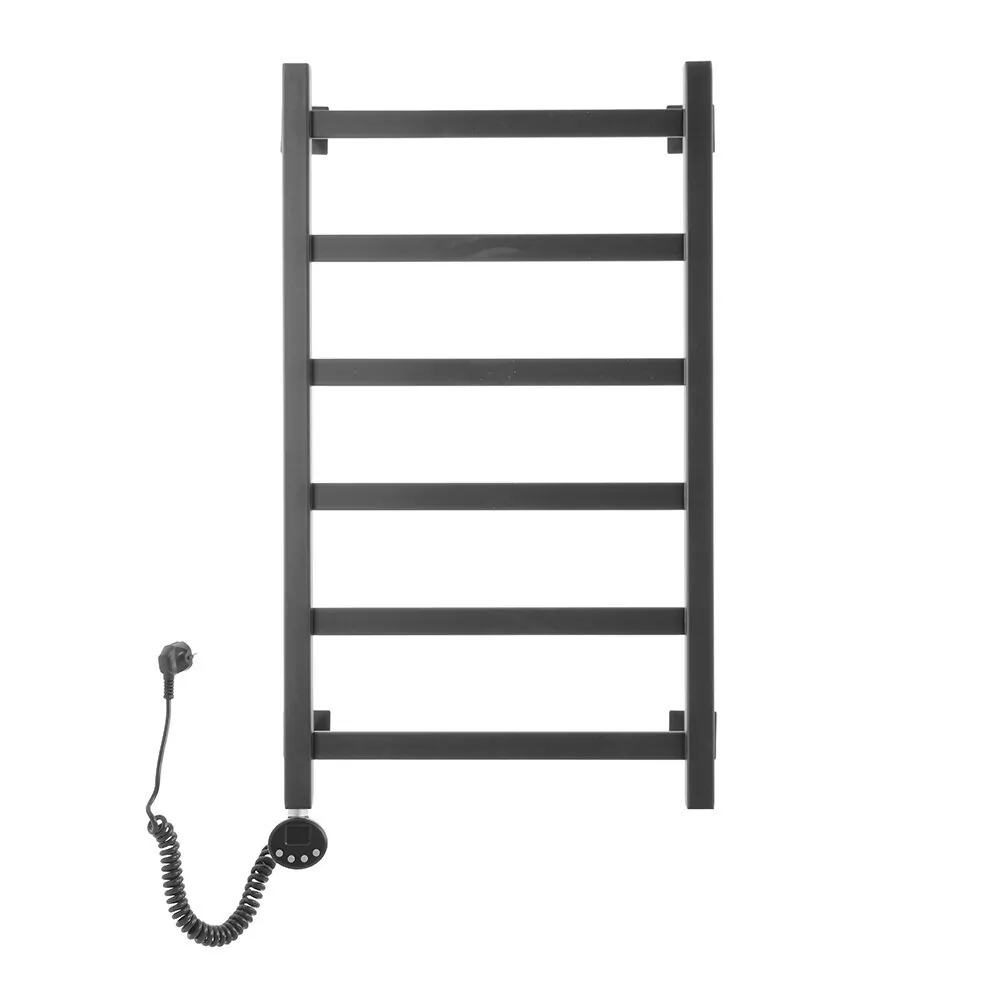 Полотенцесушитель электрический Domoterm Квадро Плюс П6 400Х800 EL левый, черный матовый