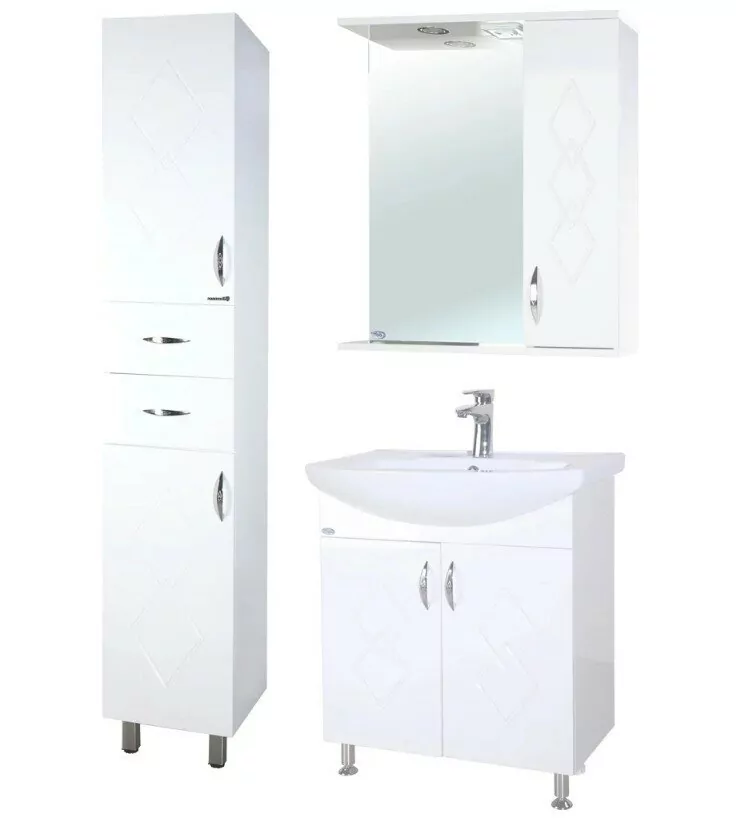 Зеркало со шкафчиком Bellezza Элеганс 60 R свет, белый