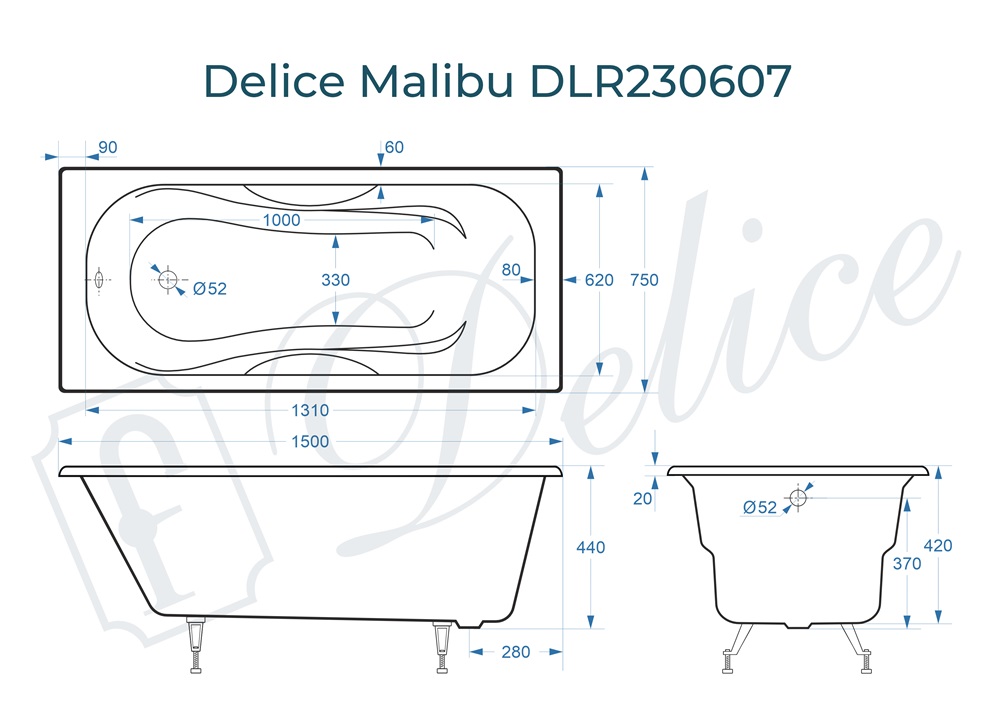 Ванна чугунная Delice Malibu 150х75 DLR230607