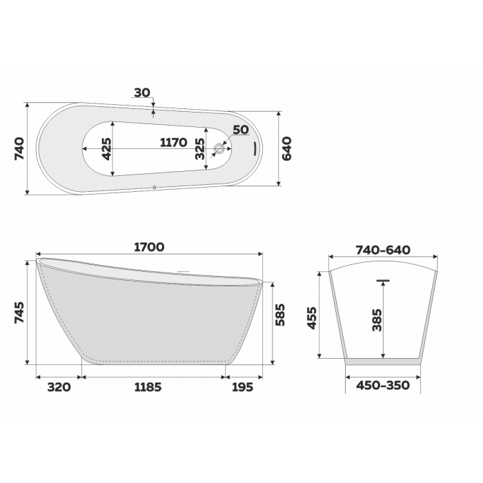 Ванна акриловая Delice Riviera 170х74 DLR440103Bk черный матовый