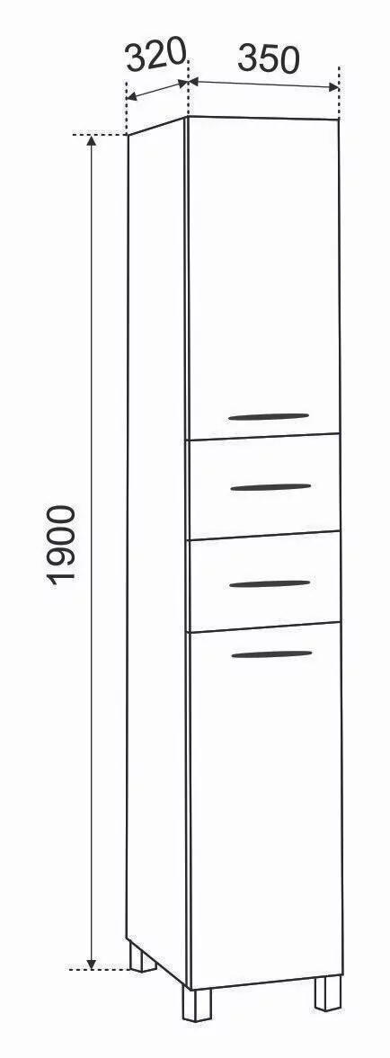 Пенал Emmy Рокард 35 L/R напольный, белый