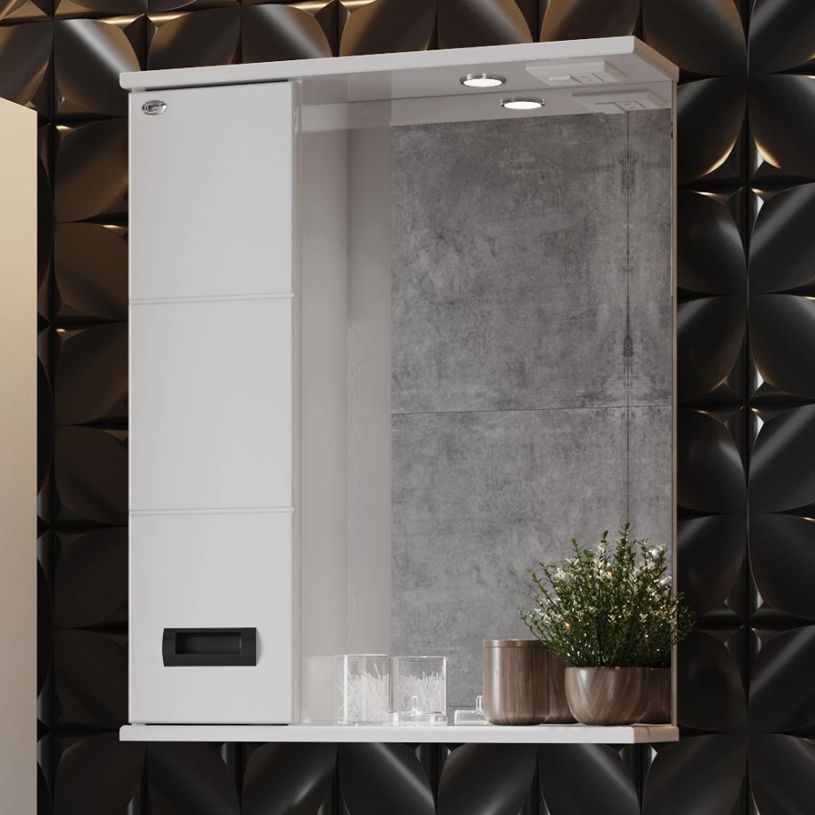 Зеркало с шкафчиком Onika Балтика Black 58 L свет, белый