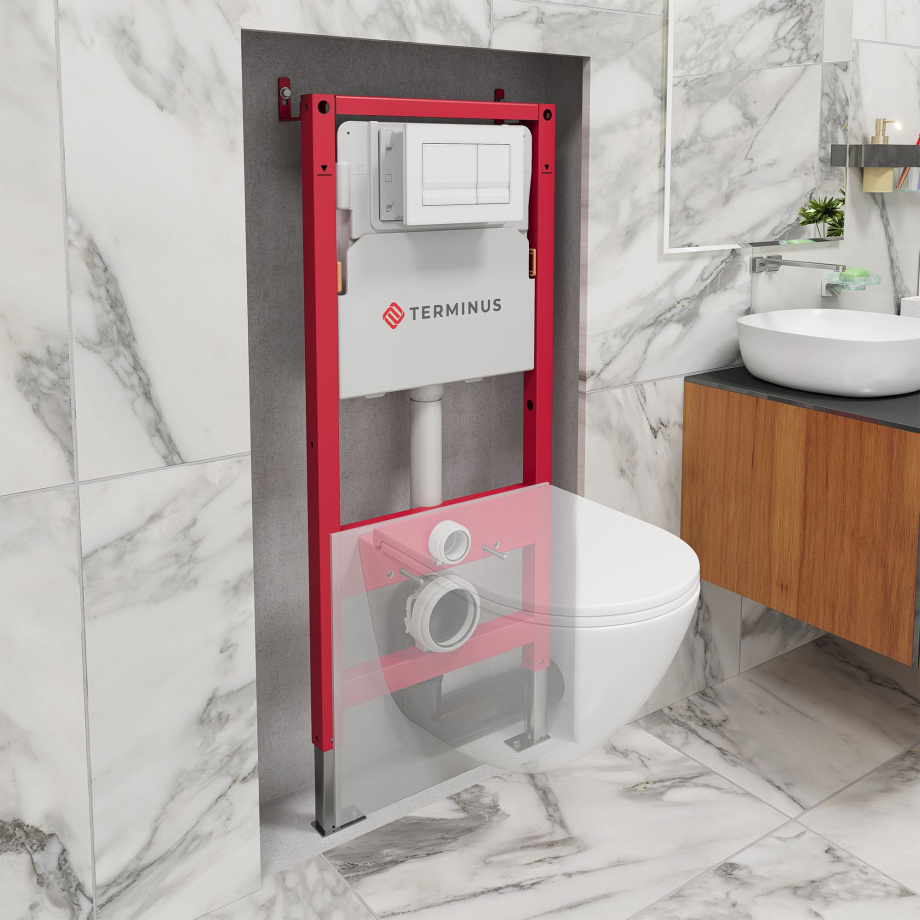 Инсталляция для подвесного унитаза 500х1125 (4 в 1 с клавишей смыва) Terminus