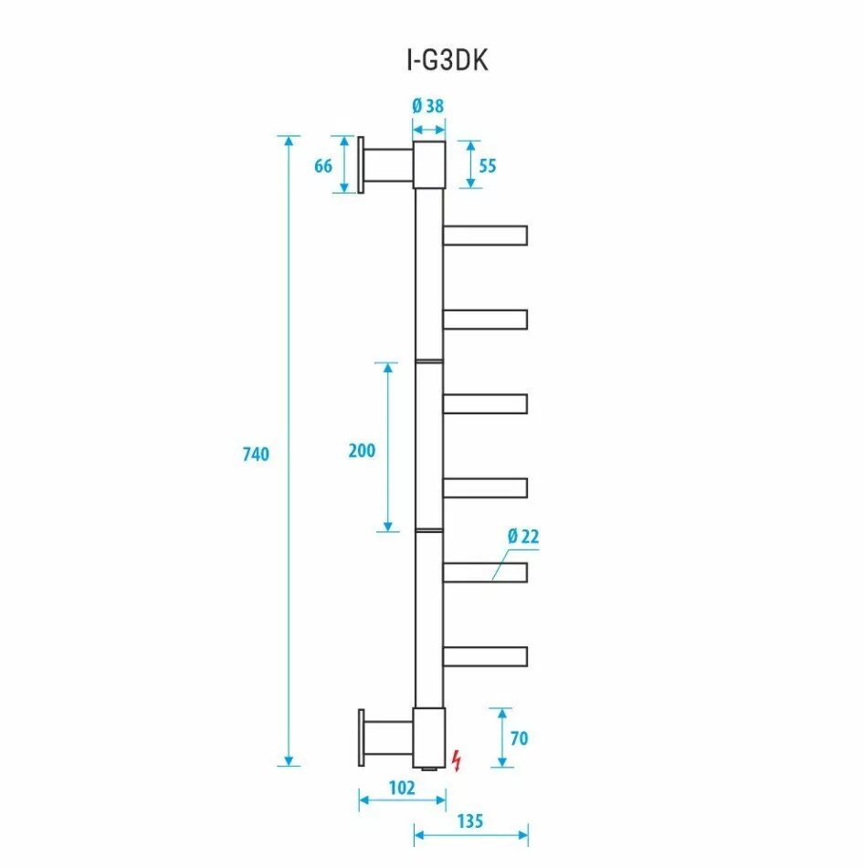 Полотенцесушитель электрический Energy I chrome G3DK 74х13 поворотный, черный матовый