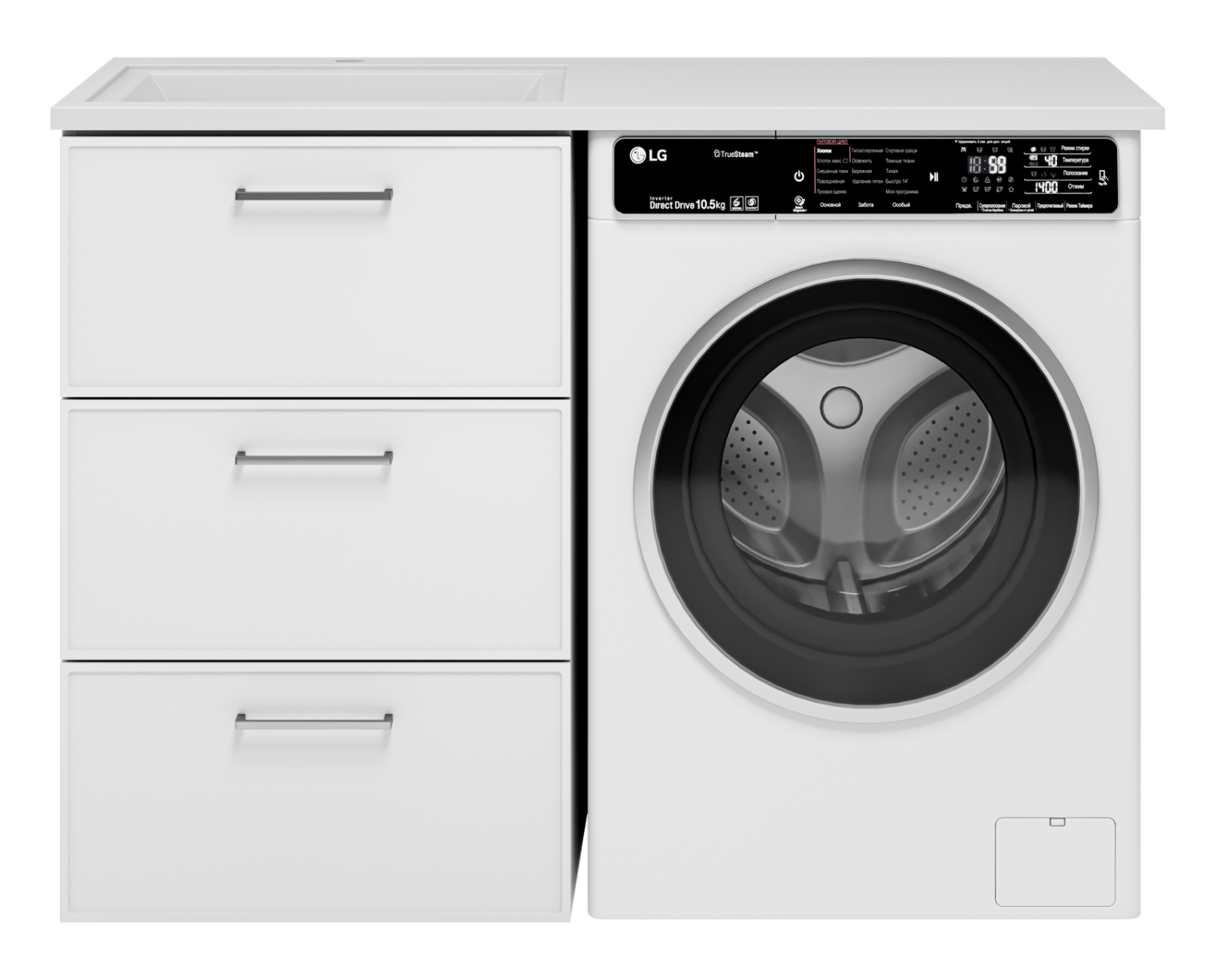 Тумба с раковиной Brevita Frame 55 под стиральную машину напольная левая (белая)