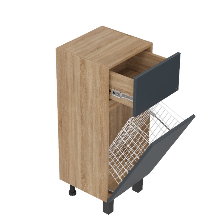 Тумба-комод Onika Милтон 40 напольный, серый/дуб сонома, с бельевой корзиной