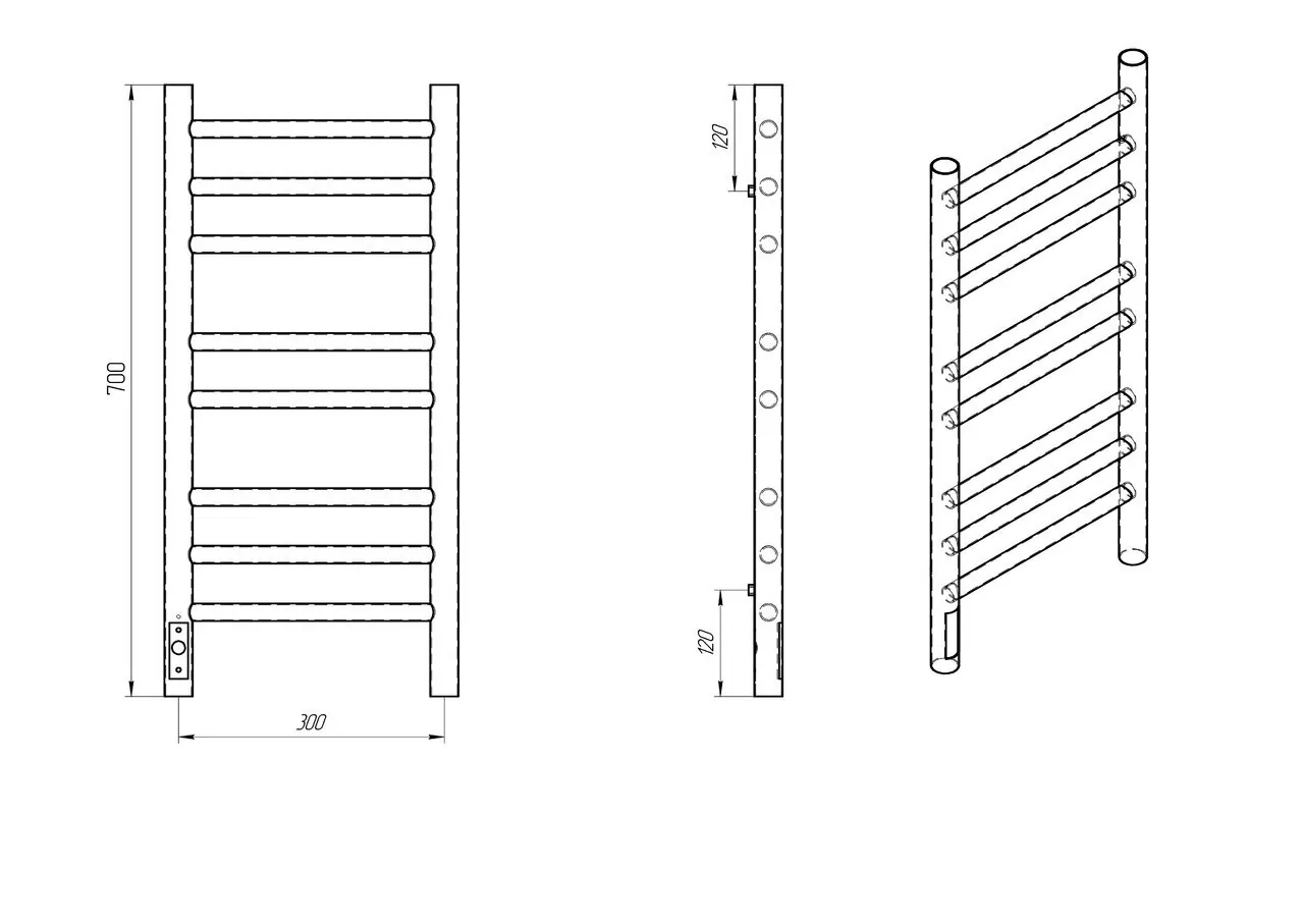 Полотенцесушитель электрический Laris Лаванда ЧК П8 300х700 левый, белый матовый