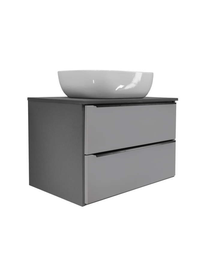 Тумба подвесная Runo Мальта 70 под накладную раковину, темно-серый/серый
