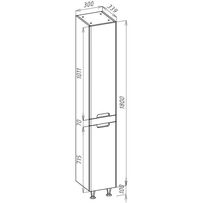Пенал Bellezza Грейс 30 L напольный, дуб светлый