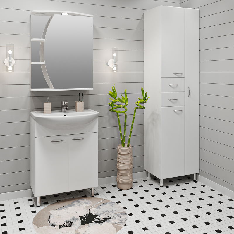 Тумба напольная Runo Уют 60 с раковиной Уют 60, белый