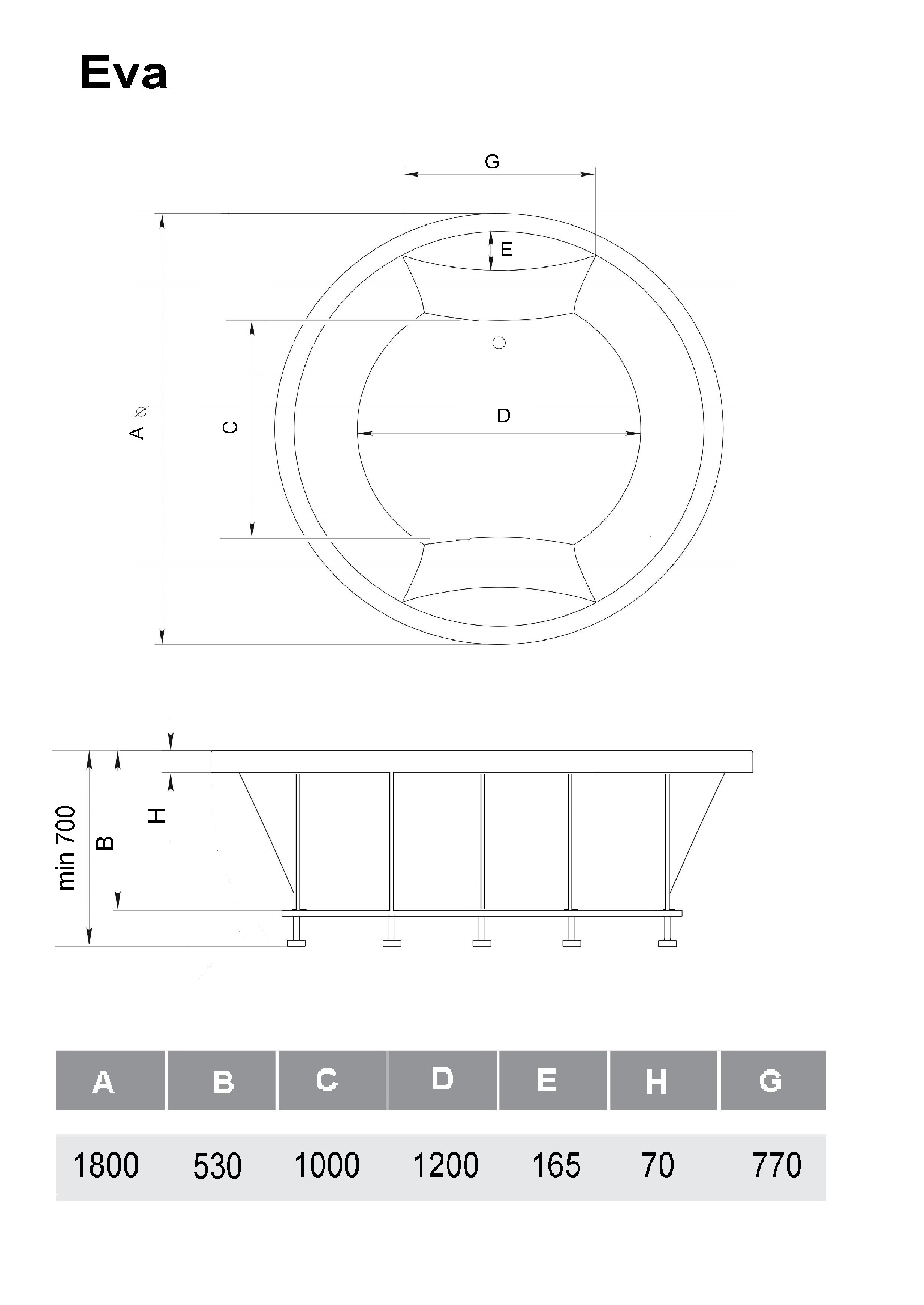 Ванна акриловая Vayer Eva D180