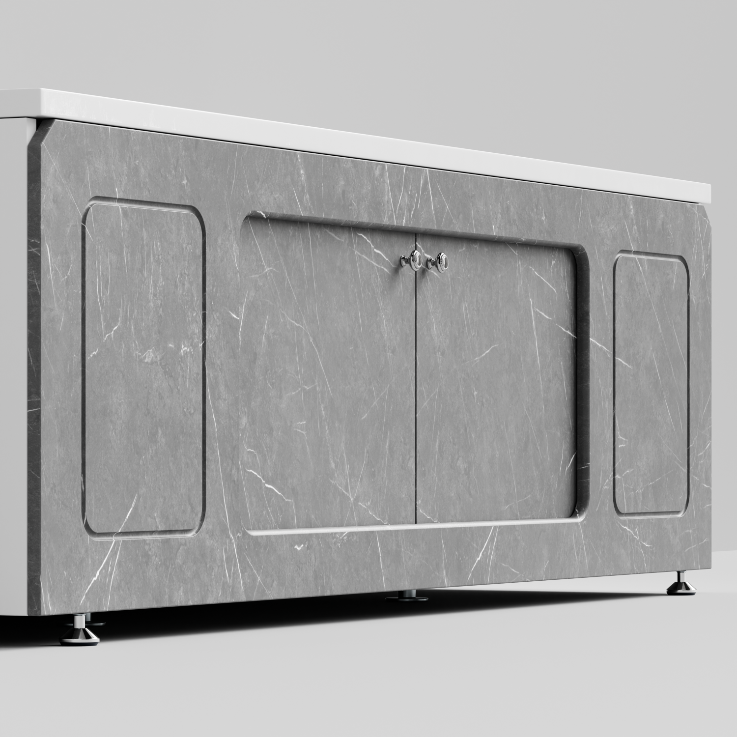 Экран под ванну Vod-ok Лидер 180 раздвижной Мрамор Серый софт тач