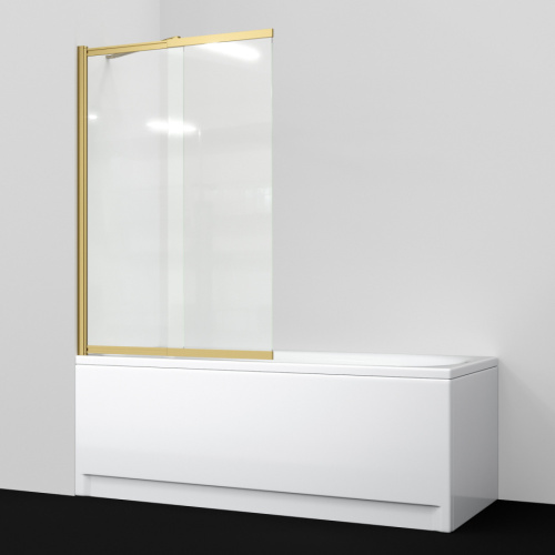 Стеклянная шторка WasserKraft Schunter 82S02-80WSF с фиксатором, профиль золото матовое