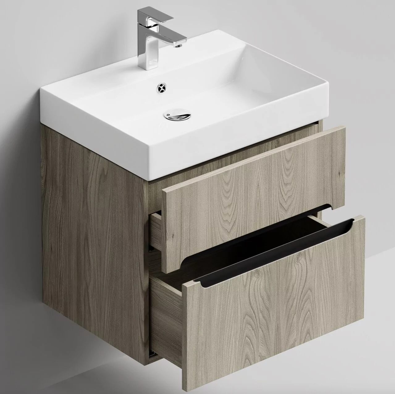 Тумба подвесная Vod-ok Бонум 60 с раковиной Stance 60, дуб + 6 цветов