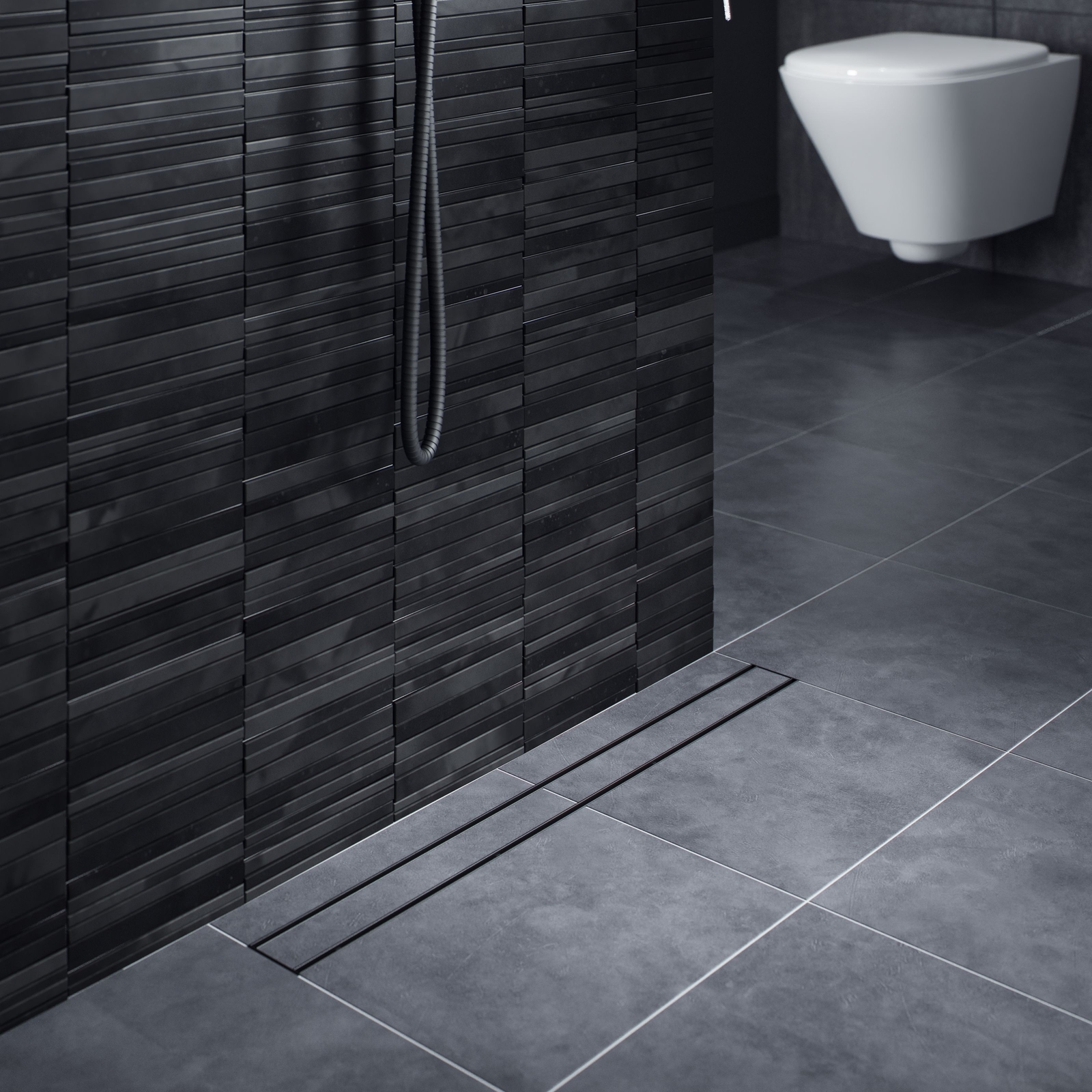 Душевой лоток TIMO Drain System 700 с двусторонней панелью "plate" под плитку, Чёрный