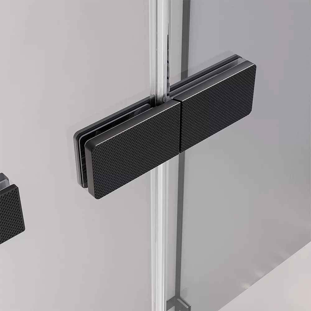 Душевая дверь распашная Veconi Premium Alassio BB, 1400х2000, черный матовый, стекло черное