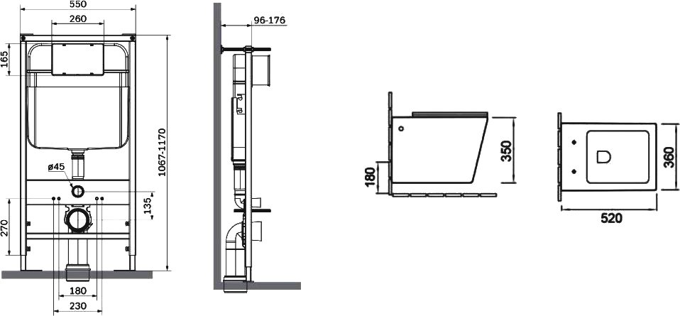 Унитаз подвесной SantiLine SL-5007T-KH+SL-01/KH с инсталляцией и кнопкой, светло-коричневый матовый