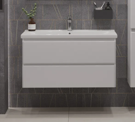 Тумба подвесная SanStar Arista 100 с раковиной Гармония 100, белая