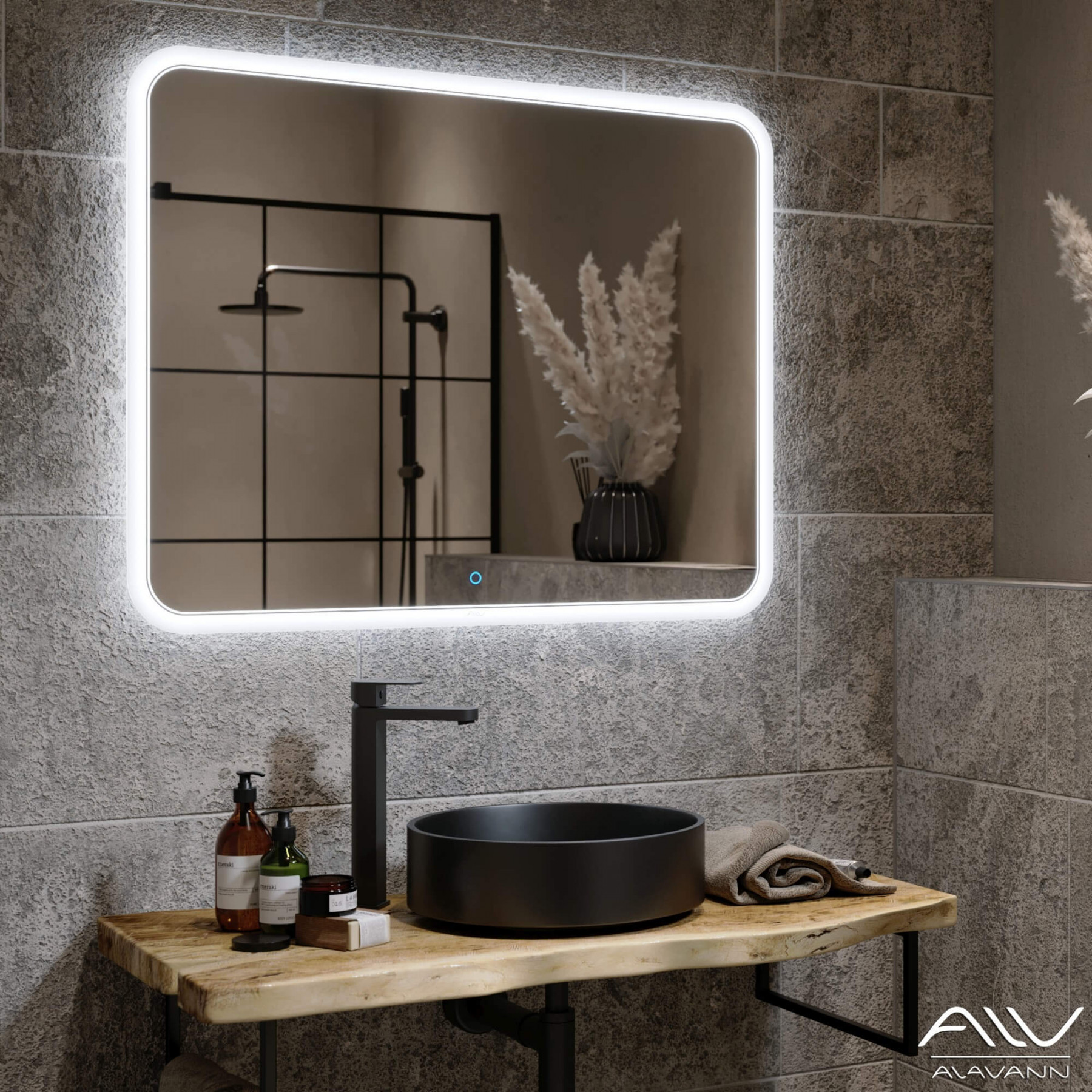 Зеркало Alavann Anna 90 свет, сенсор, белый