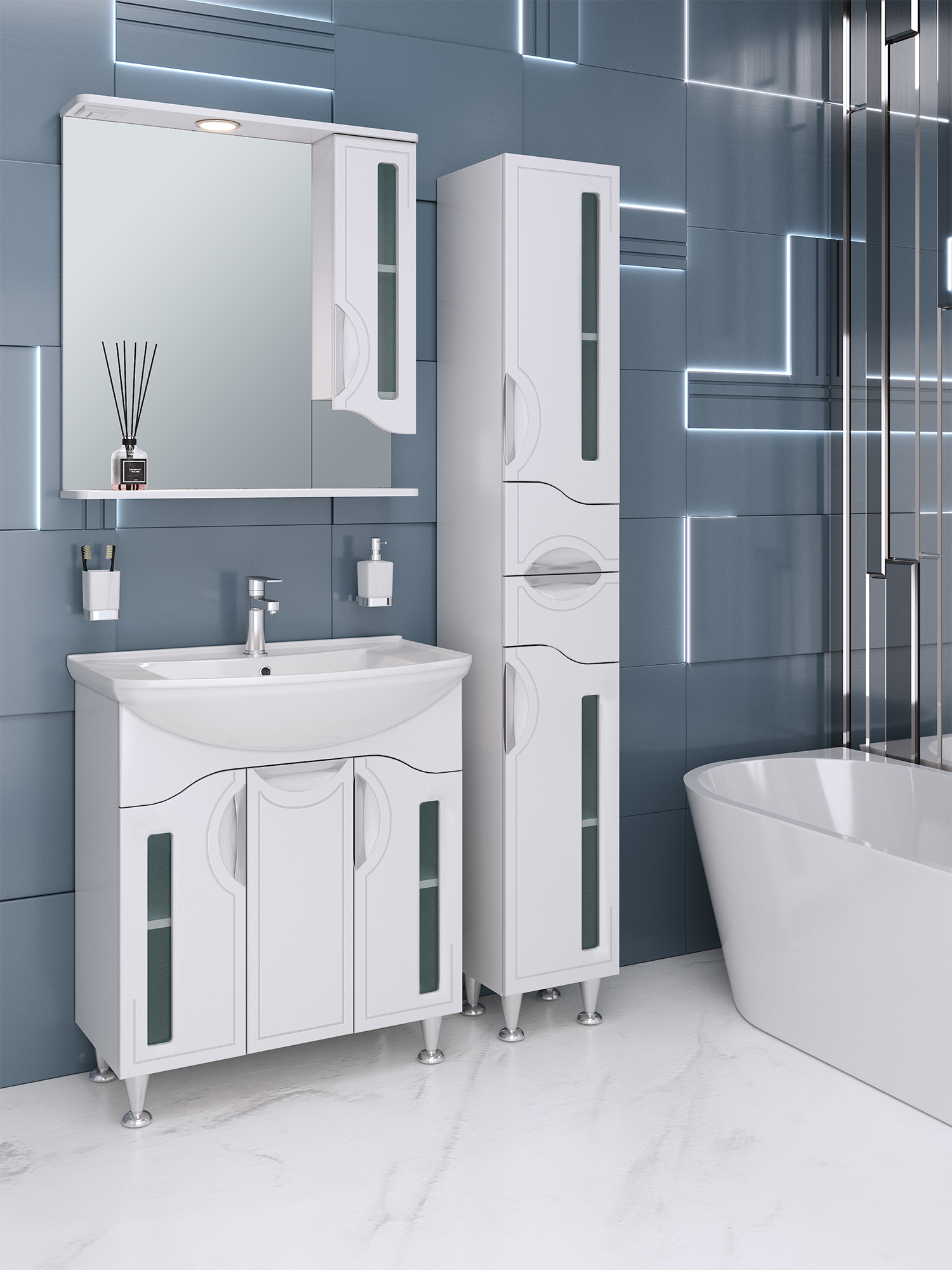 Зеркало-шкаф Runo Толедо 75 R, белый