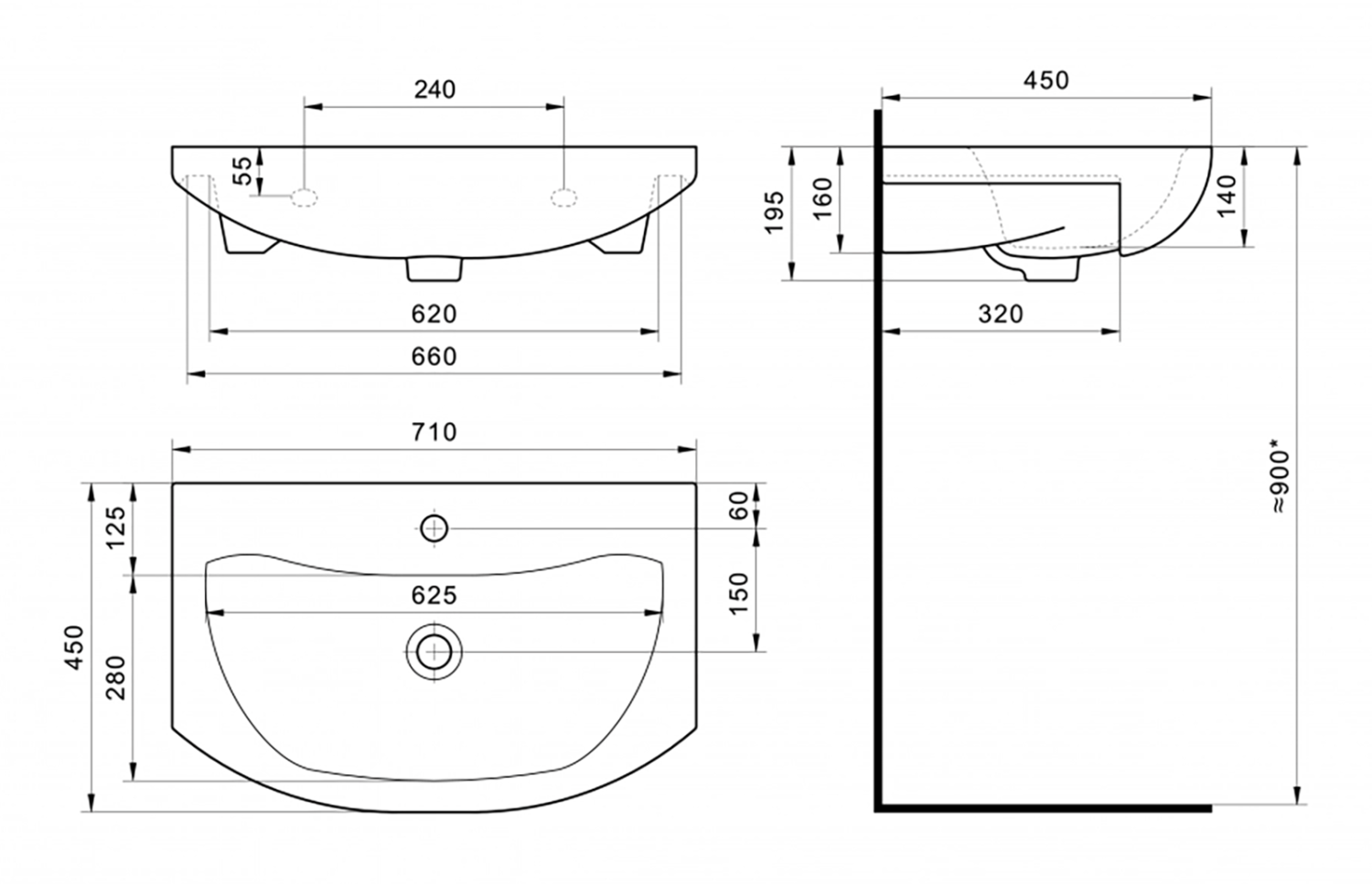 Тумба с раковиной Misty Лаванда 70 белый
