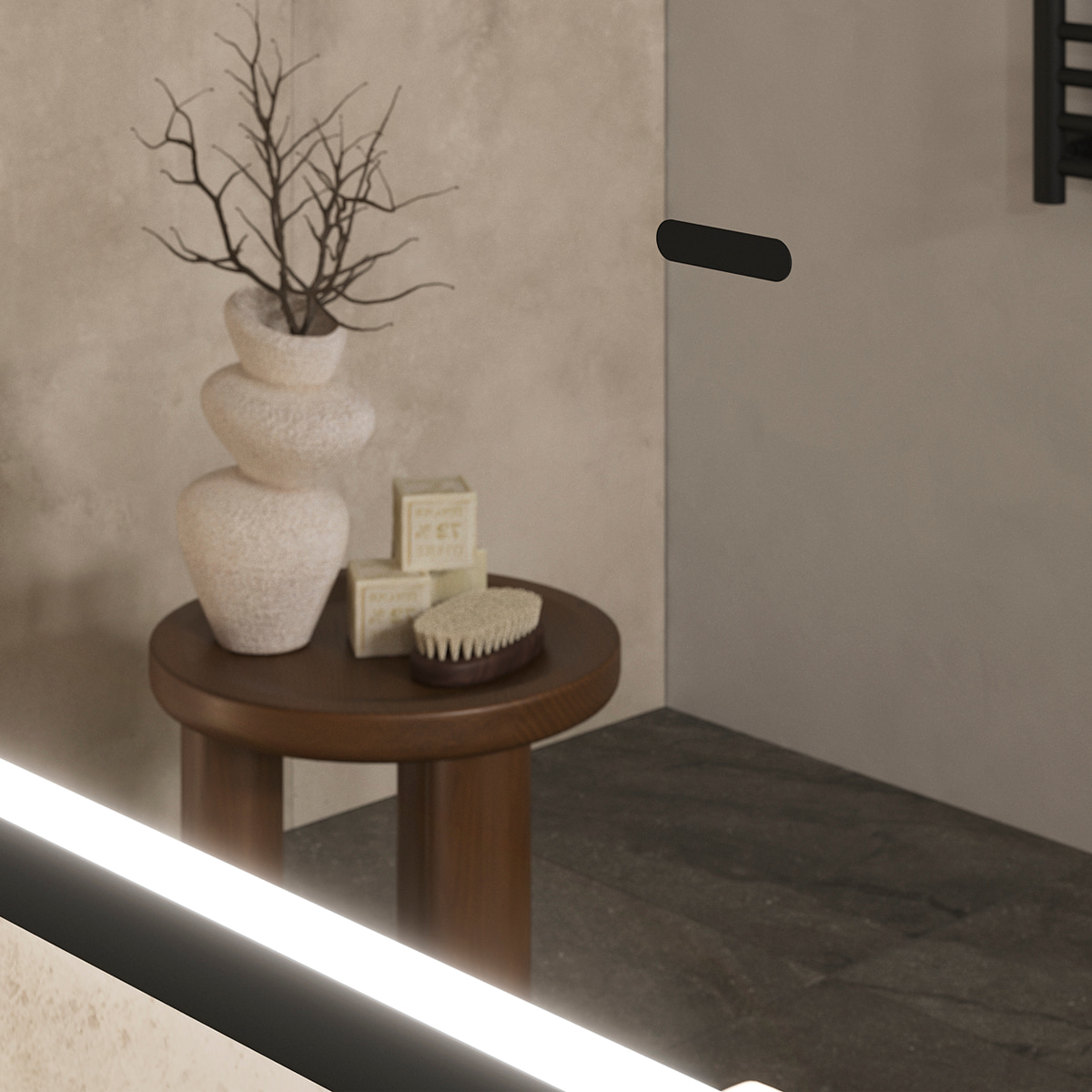 Зеркало EQUIL Forest LED 80 с подсветкой, черный