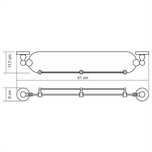 Полка WasserKraft Diemel K-2244 хром, декор
