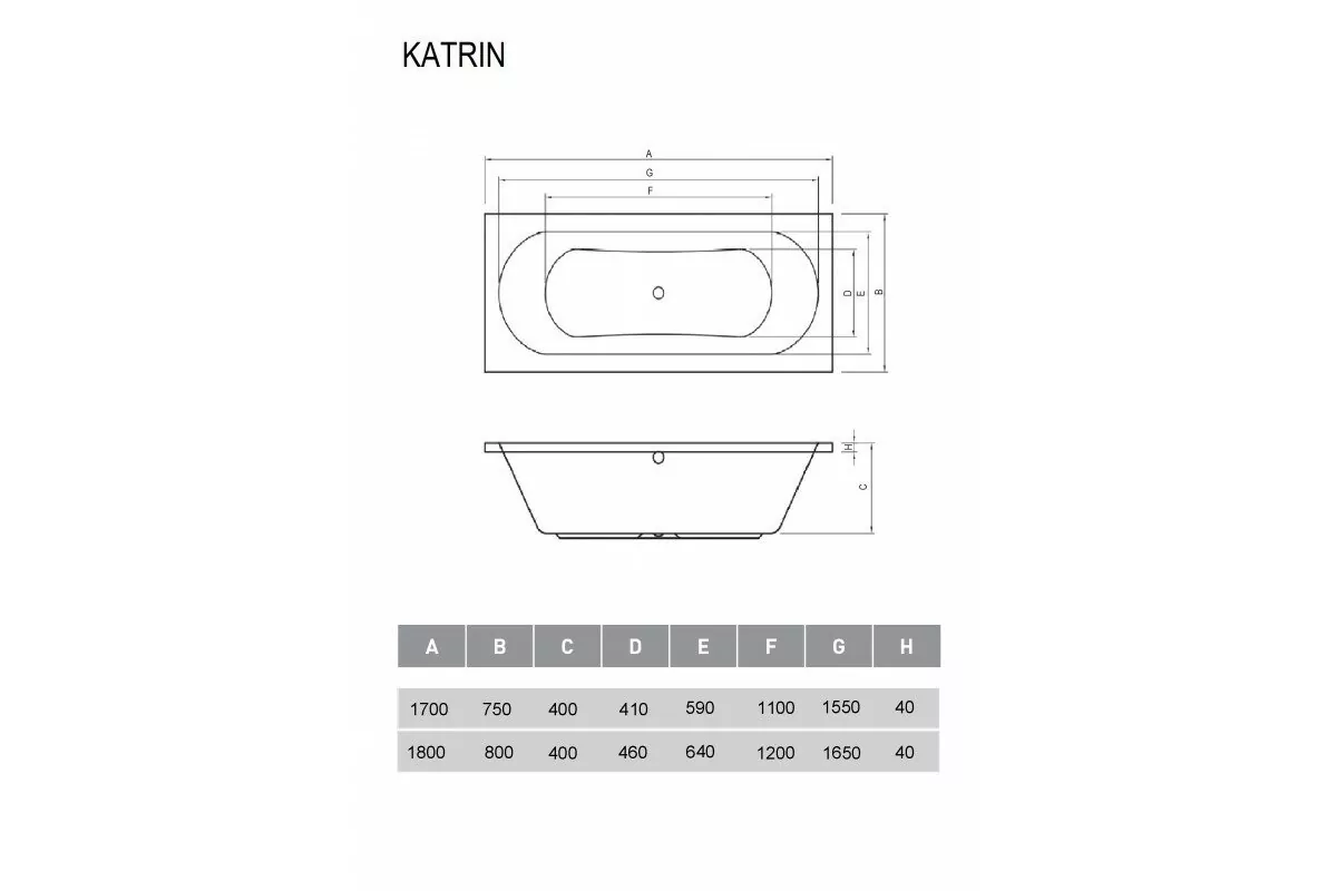 Ванна акриловая Relisan Katrin 170х75 прямоугольная