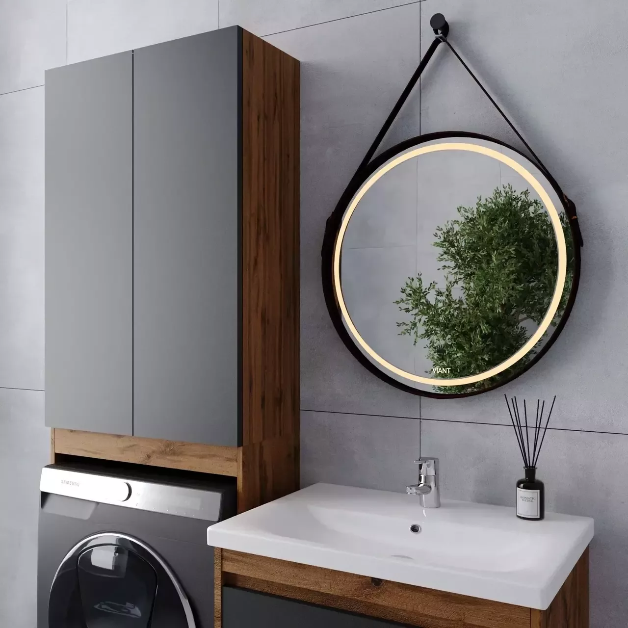 Зеркало Viant Лофт 65х65 круглое, свет