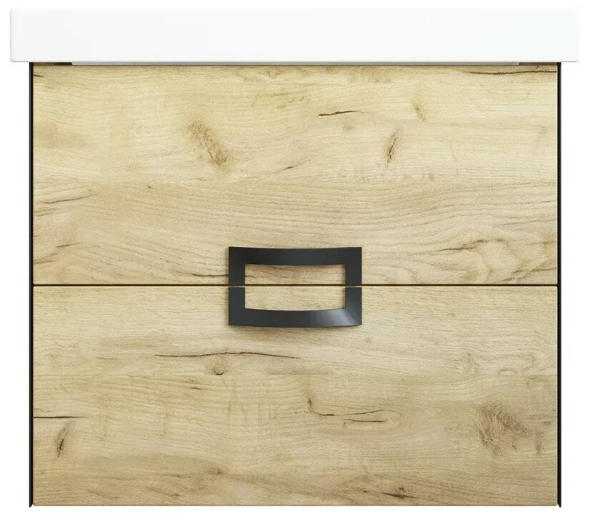 Тумба с раковиной Sanflor Выборг 60 подвесная, крафт золотой/черный матовый