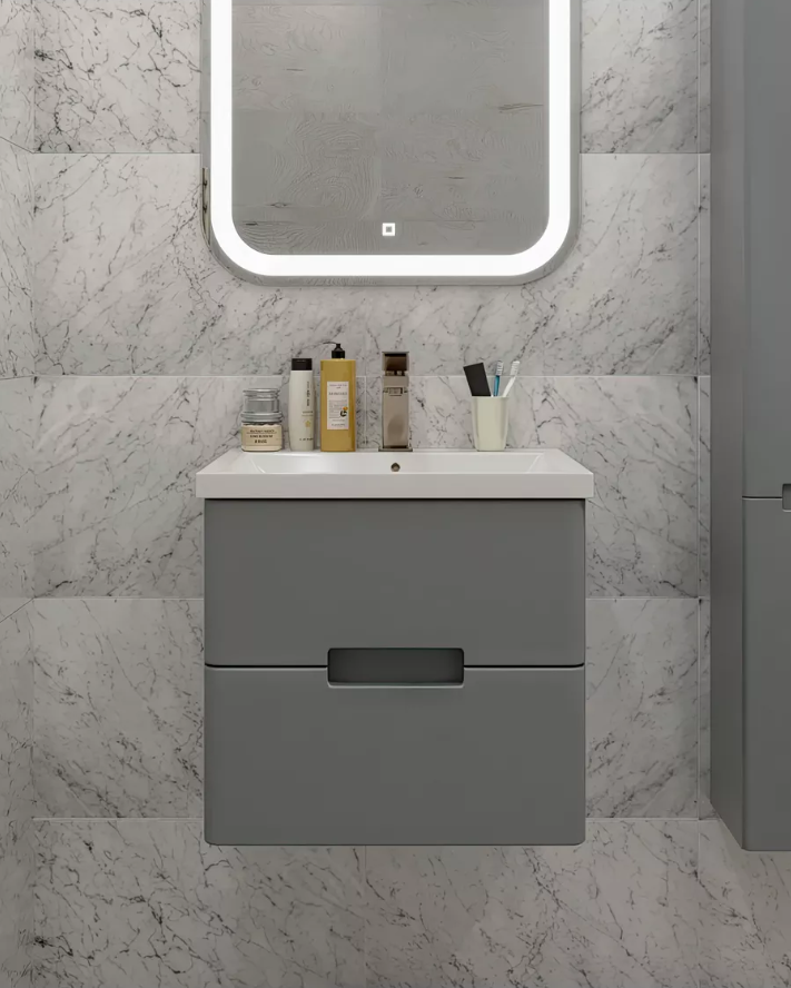 Тумба подвесная SanStar Noche 50 с раковиной Fest 50 Графит софт