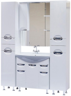 Тумба с раковиной Misty Орхидея 75 с бельевой корзиной, белый