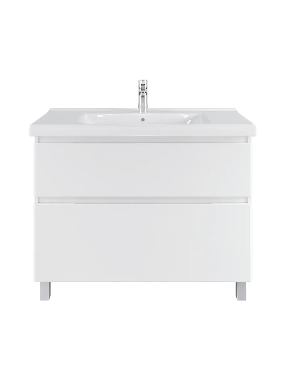 Тумба напольная SanStar Riana 100 с раковиной Гармония 100, белая