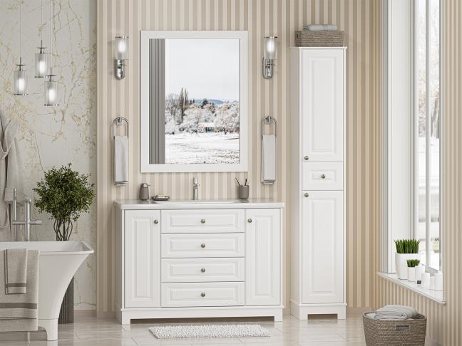 Пенал Misty Ларго 35 напольный, R, белый матовый