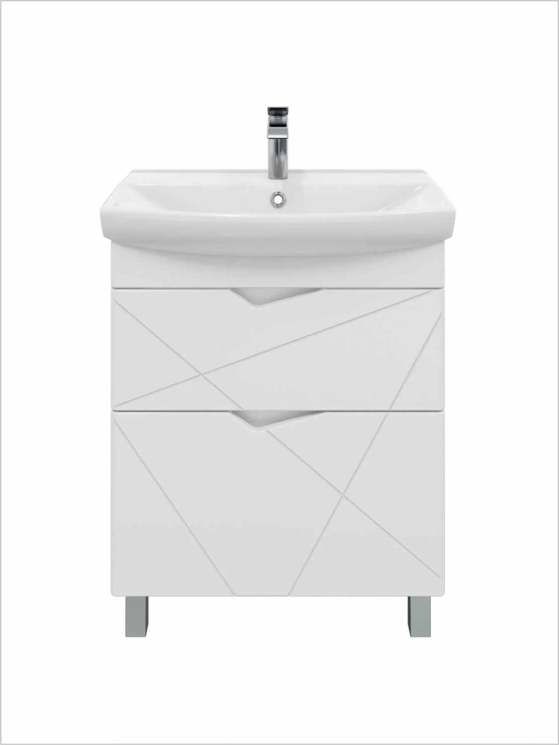 Тумба напольная SanStar Линни 60 с раковиной Клермонт 60, белая