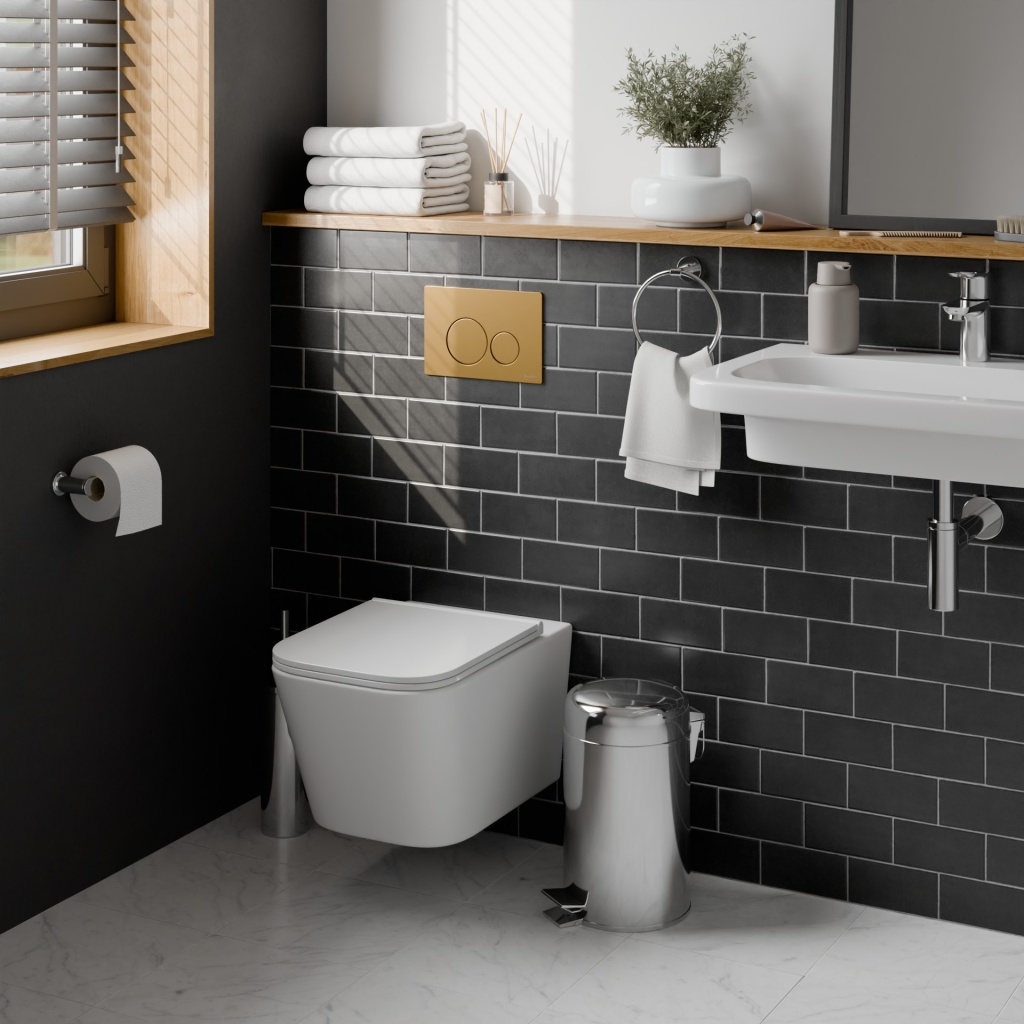 Комплект 2в1 IBERICA BLANCA инсталляция SILENCIO, кнопка смыва INOX-O золото матовое (IB001.815)