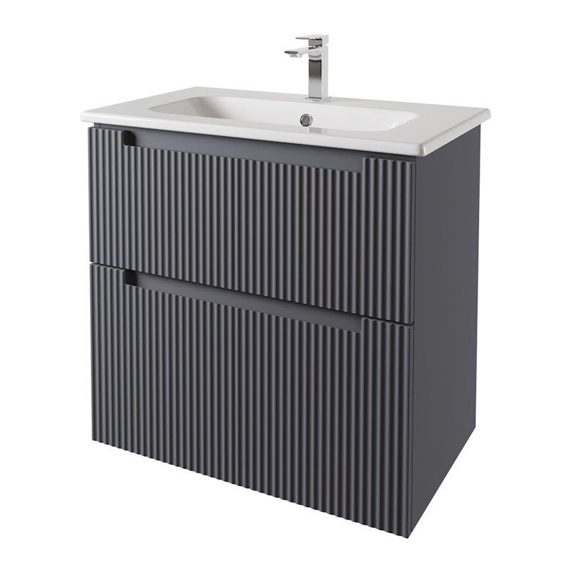 Тумба с раковиной подвесная Dreja Euphoria 80 см, серый базальт