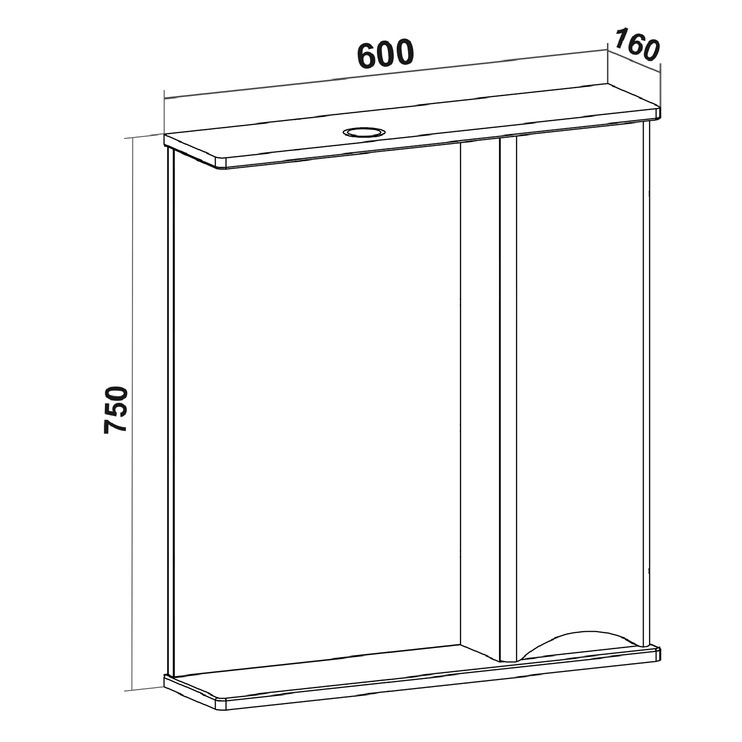 Зеркало с шкафчиком Runo Афина 60 R, цемент/белый