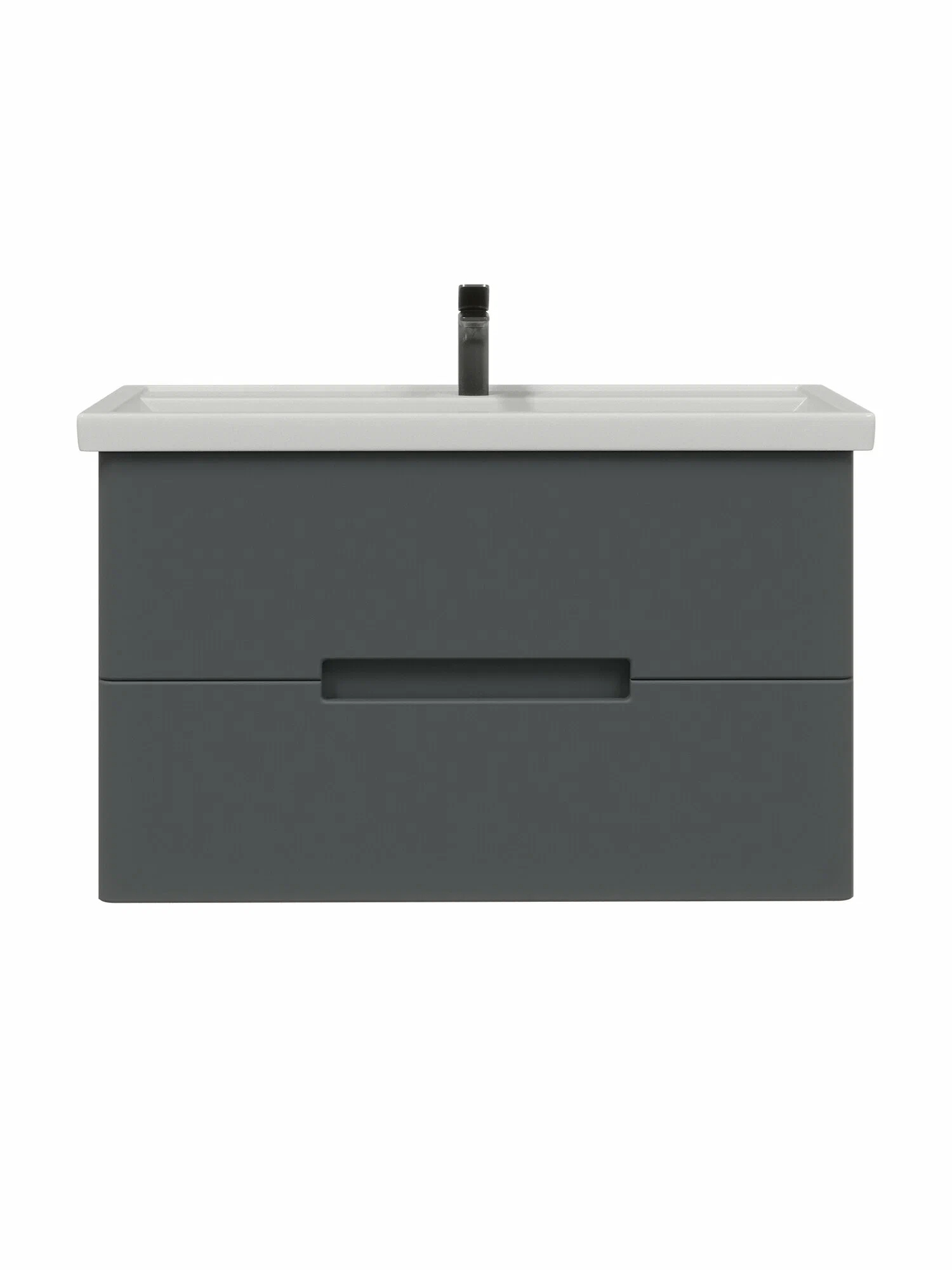 Тумба подвесная SanStar Noche 100 с раковиной Миранда 100 Графит софт