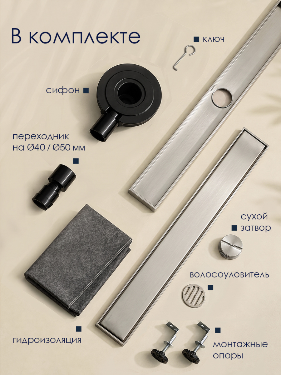 Душевой лоток WasserKraft Niers 30D90BN никель от магазина Vanna-Vanna.ru!