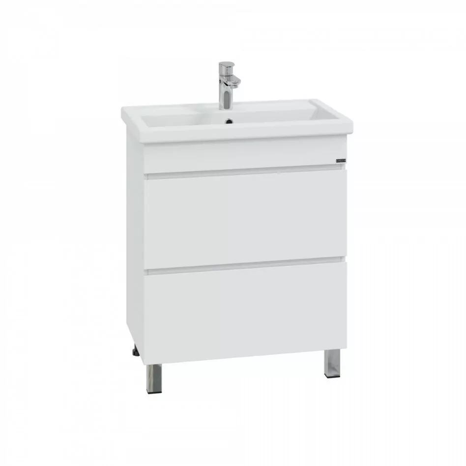 Тумба напольная Санта Марс 70 с раковиной Фостер 70 два ящика, белая