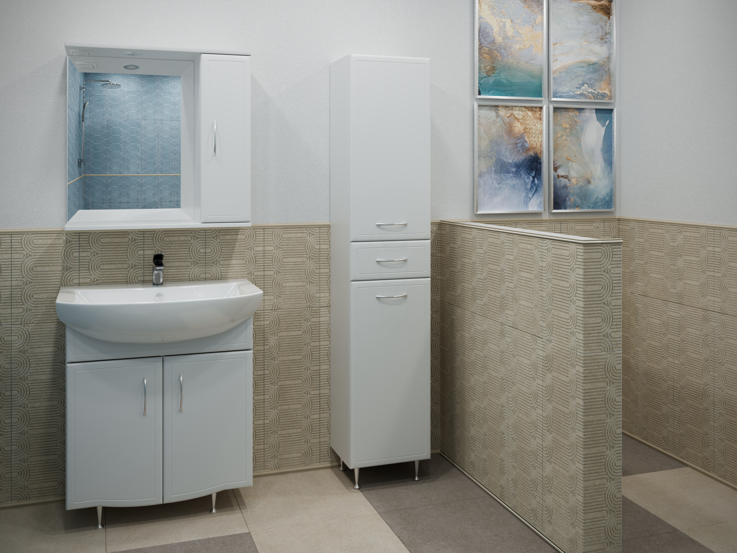 Тумба Stella Polar Концепт 55 с раковиной Уют 55 напольная, белая