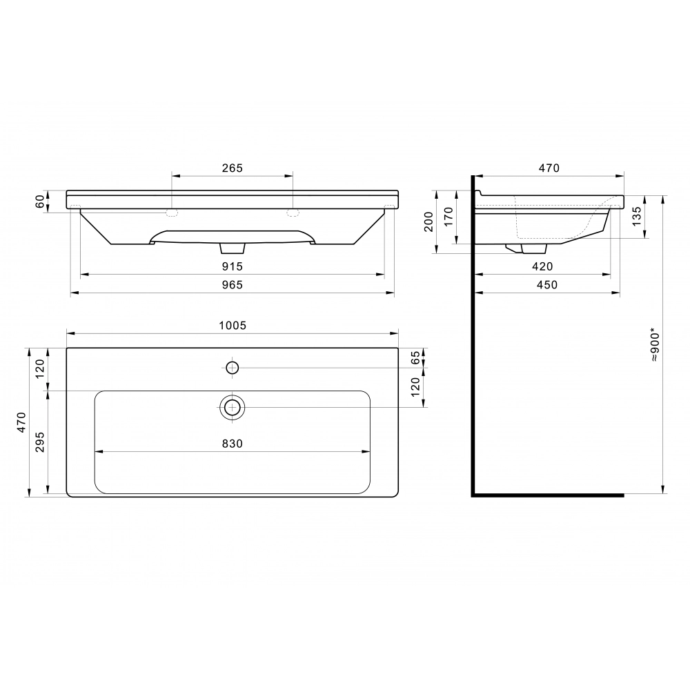 Тумба подвесная SanStar Riana 100 с раковиной Миранда 100, gold kraft