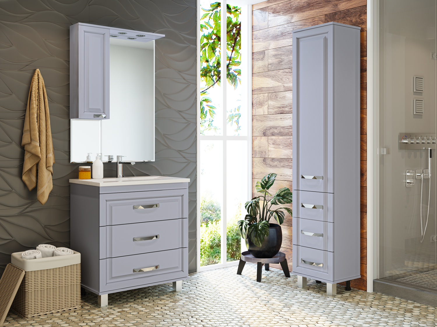 Тумба с раковиной Misty Терра 70 серый