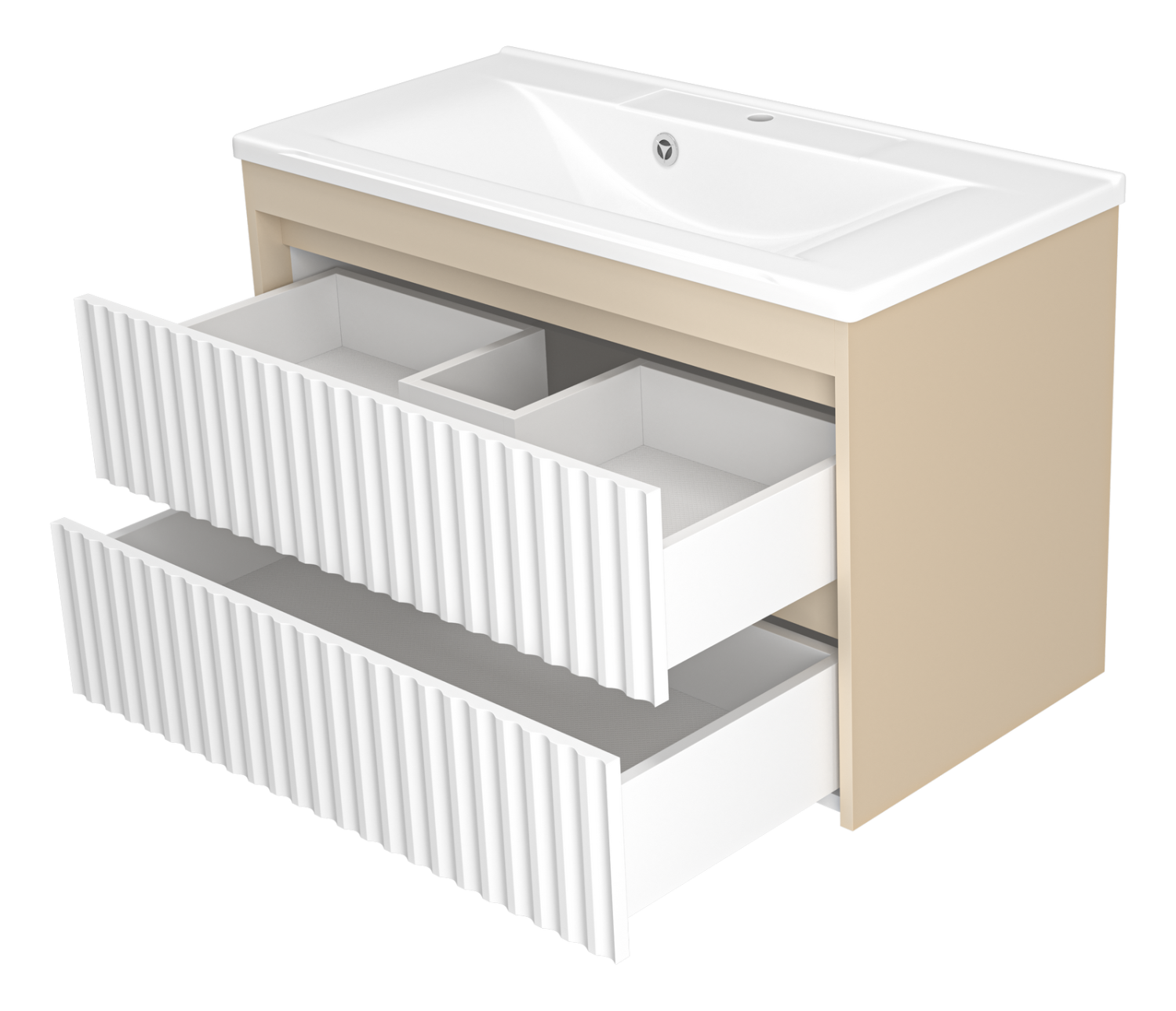 Тумба с раковиной Brevita Balaton 90 подвесная, белый/бежевый
